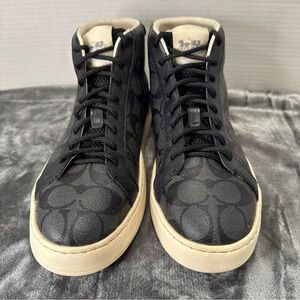 Coach Black Signature High-Top Sneakers with Cream Sole